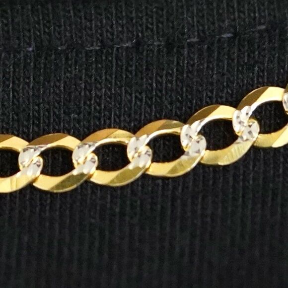 14K Solid Gold 4mm Cuban White Pave Chain Necklace | Elegant Gold Jewelry - Picture 5 of 5